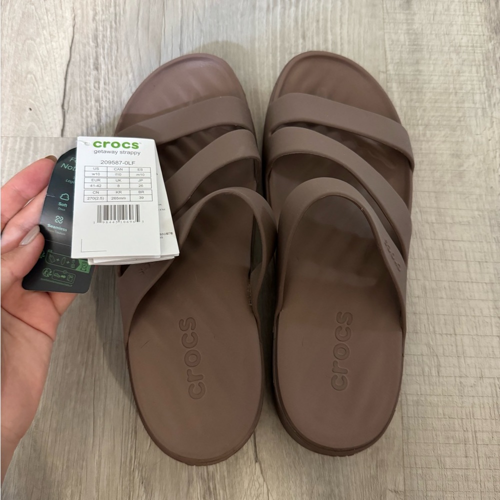 NWT Crocs Brown Slide Sandals